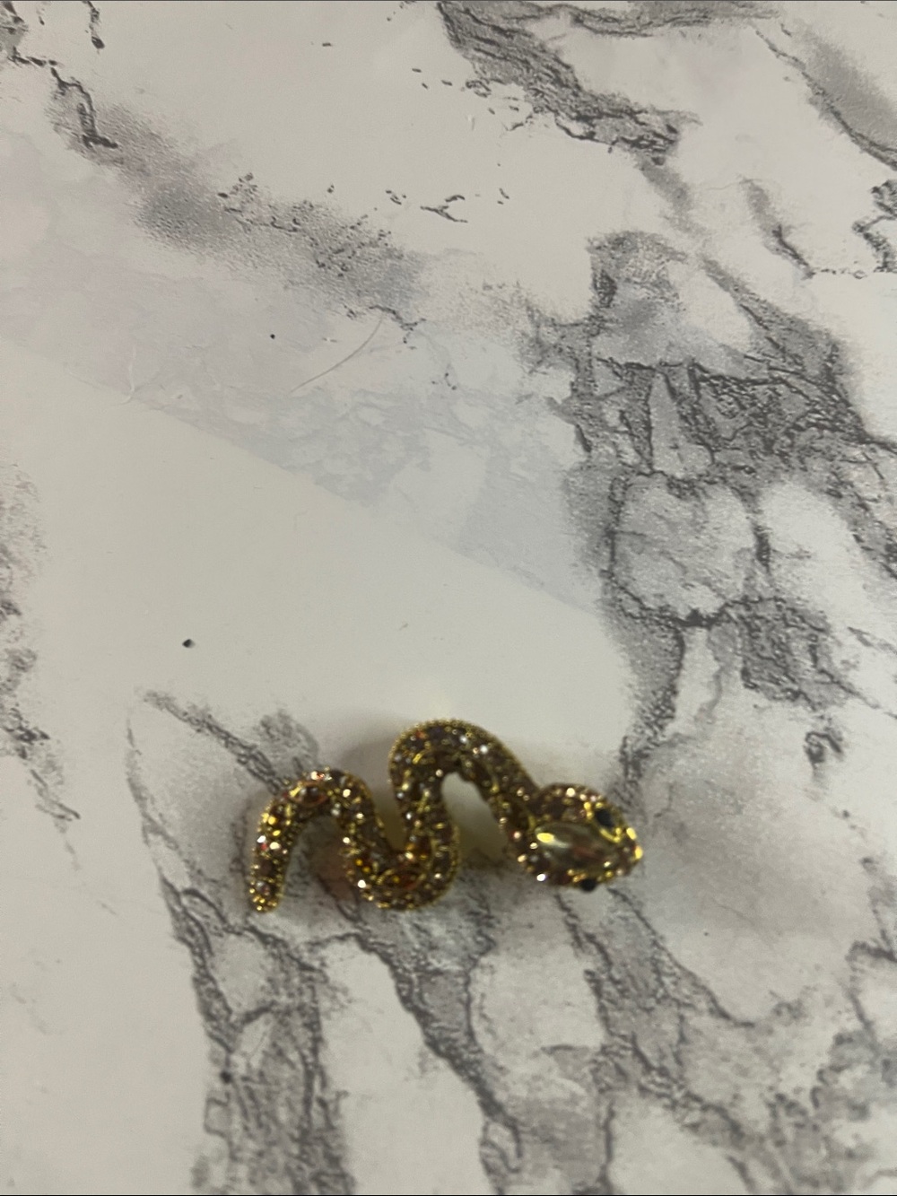 Gold Toned Glitter Snake Brooch - Women's Fashion Jewelry